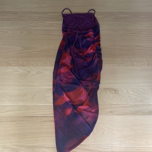 NWT SHEIN Size S/US 4 Red & Purple Tie Dye Midi Cami Dress - Picture 3 of 8